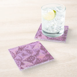 Posavasos De Vidrio Estrellas rosadas de metal cepillado falso