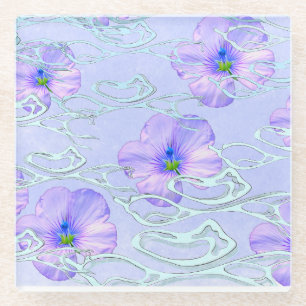 Posavasos De Vidrio Estuche elegante para teléfono con flores moradas 