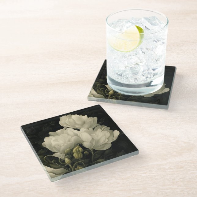 Posavasos De Vidrio Estudio de una flor peónica (Angular)