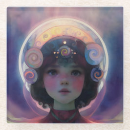 Posavasos De Vidrio Ethereal Fantasy Celestial Child Dream Guardian