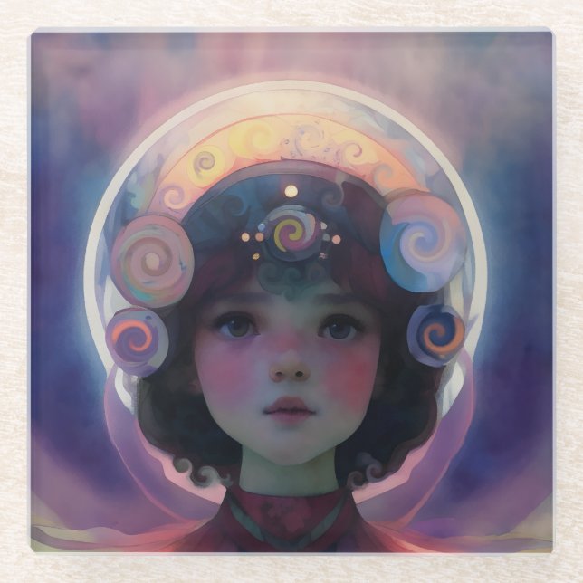 Posavasos De Vidrio Ethereal Fantasy Celestial Child Dream Guardian (Anverso)