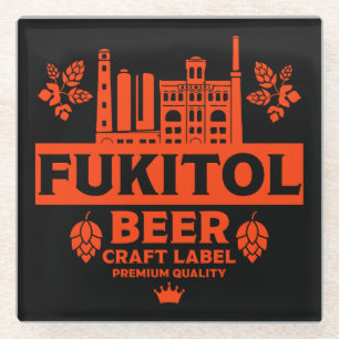 Posavasos De Vidrio Etiqueta de cerveza divertida de novedad