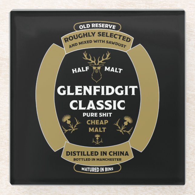 Posavasos De Vidrio Etiqueta Scotch Whiskey para navidades (Anverso)