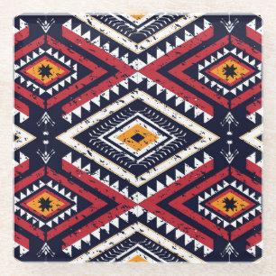Posavasos De Vidrio Étnica geométrica oriental: tradicional sin foco