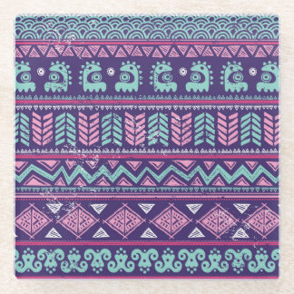 Posavasos De Vidrio Étnica Tribal: Colorido Patrón Sin Mar.