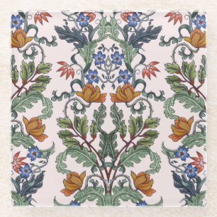 Posavasos De Vidrio Étnico-tradicional: floral vintage decorativa