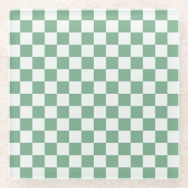 Posavasos De Vidrio Eucalyptus mist checkerboard pattern