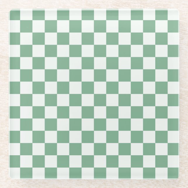 Posavasos De Vidrio Eucalyptus mist checkerboard pattern (Anverso)