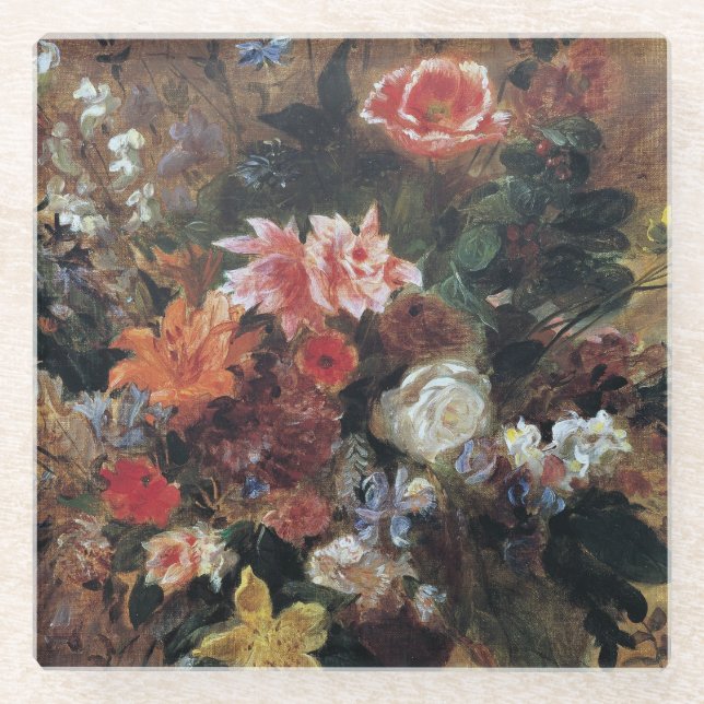 Posavasos De Vidrio Eugene Delacroix Vintage Bouquet (Anverso)