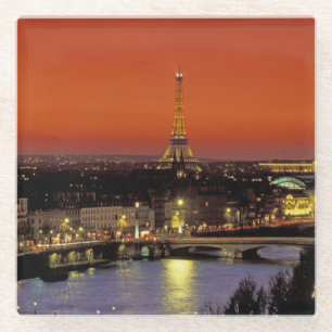Posavasos De Vidrio Europa, Francia, París. Vista al atardecer de la T