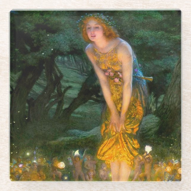 Posavasos De Vidrio Eve del verano medio Edward Robert Hughes (Anverso)