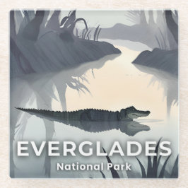 Posavasos De Vidrio Everglades National Park | Watercolor Alligator