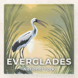 Posavasos De Vidrio Everglades National Park | Watercolor Stork