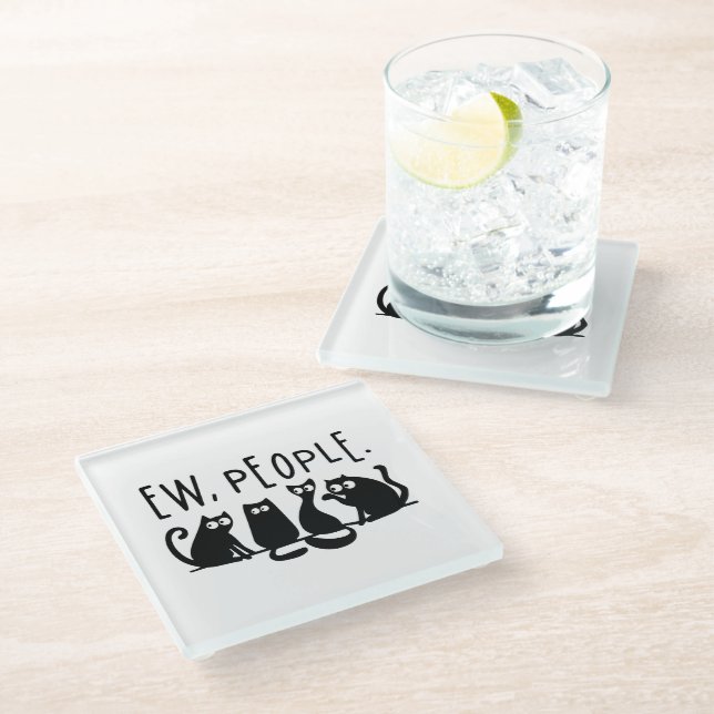 Posavasos De Vidrio Ew People Funny Meowy Gatos Negros (Angular)