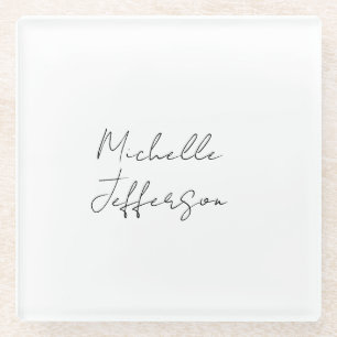 Posavasos De Vidrio Exclusiva caligrafía moderna y elegante Añadir nom