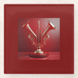 Posavasos De Vidrio Extraño Instrumento Cuerno Que Descansa En Pedesta