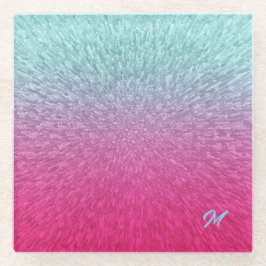 Posavasos De Vidrio Extrusión rosa azul gradiente abstracto