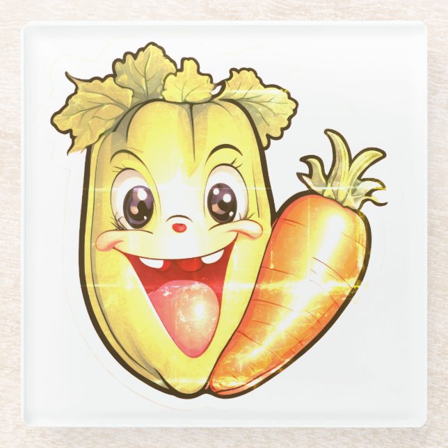 Posavasos De Vidrio Faded out veggies  (Anverso)