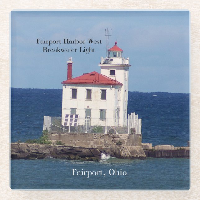 Posavasos De Vidrio Fairport Harbour West Breakwater Light Glasscoaste (Anverso)