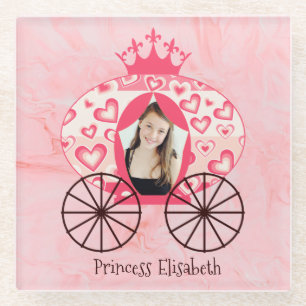 Posavasos De Vidrio Fairytale Royal Princess Carriage Chica Cumpleaños