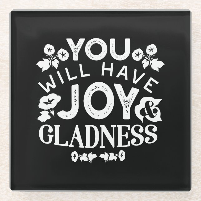 Posavasos De Vidrio Faith and Happiness – Joy and Gladness Quotes (Anverso)