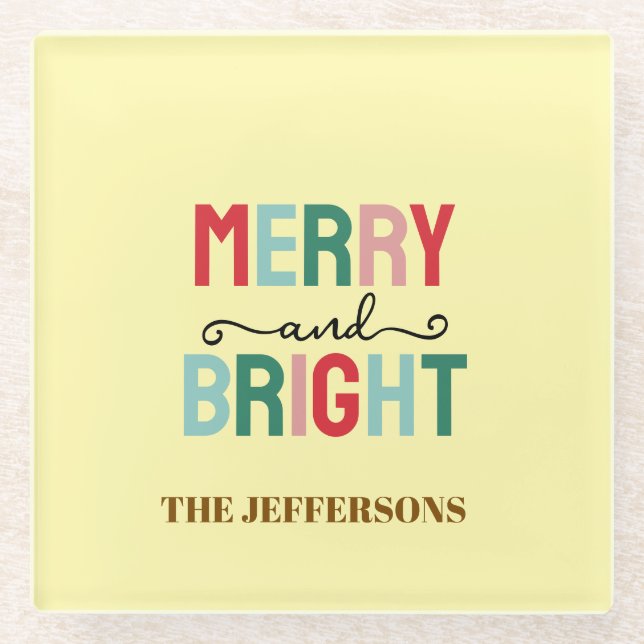 Posavasos De Vidrio Familia Feliz Año Nuevo Feliz Navidad (Anverso)