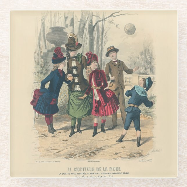 Posavasos De Vidrio Familia Infantil Vieja Victoriana (Anverso)