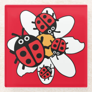 Posavasos De Vidrio familia ladybird y Ladybug