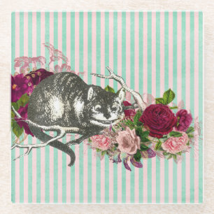Posavasos De Vidrio Fancy Cheshire Cat Collage