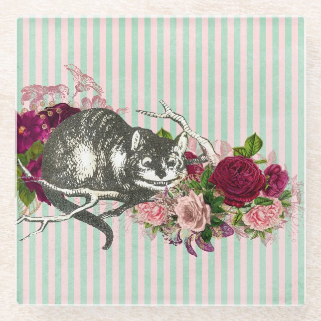 Posavasos De Vidrio Fancy Cheshire Cat Collage (Anverso)