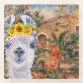 Posavasos De Vidrio Fancy Llama y la granja de Renoir