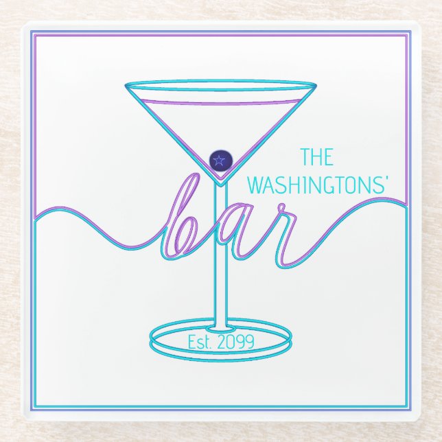 Posavasos De Vidrio Fancy Script Fun Colores Fun Bar (Anverso)