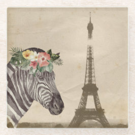 Posavasos De Vidrio Fancy Zebra & Torre Eiffel