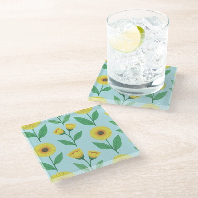 Posavasos De Vidrio Fantasía Alegre Flor (Angular)