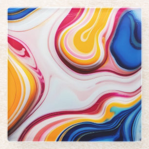 Posavasos De Vidrio Fantasía blanca rosa rosa azul trendy