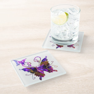 Posavasos De Vidrio Fantasía Butterflies