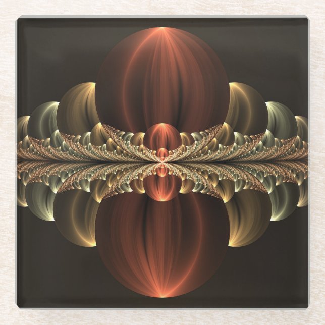 Posavasos De Vidrio Fantasía Construcción Brillante Resumen Arte Fract (Anverso)