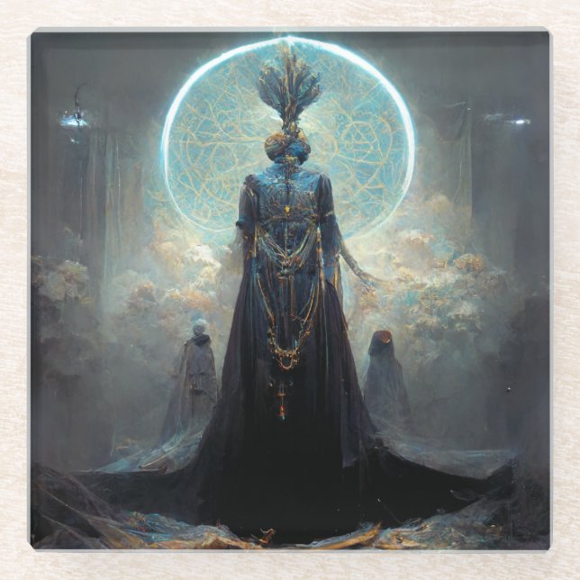 Posavasos De Vidrio Fantasía de ciencia ficción Alien Fae 3 (Anverso)