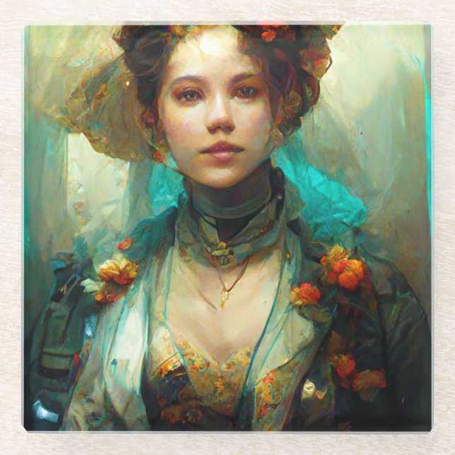 Posavasos De Vidrio Fantasía de Ciencia Ficción Rococo Future (Anverso)