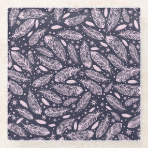 Posavasos De Vidrio Fantasía de Feathery: Creación de patrones románti