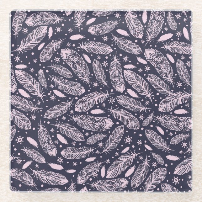 Posavasos De Vidrio Fantasía de Feathery: Creación de patrones románti (Anverso)