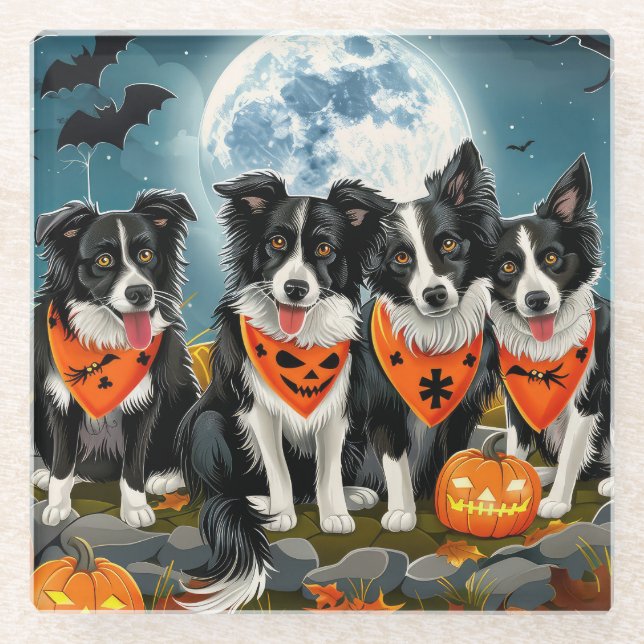 Posavasos De Vidrio Fantasía de Halloween en la frontera (Anverso)