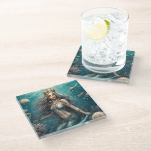 Posavasos De Vidrio Fantasía de la sirena