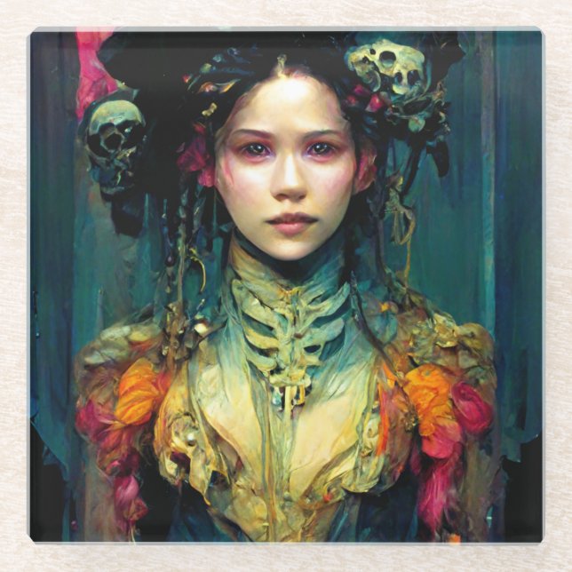 Posavasos De Vidrio Fantasía de Rainbow Urchin (Anverso)