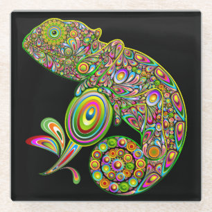 Posavasos De Vidrio Fantasía psicodélica de Chameleon
