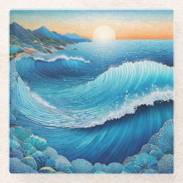 Posavasos De Vidrio Fantasia Waters Seascape (Anverso)