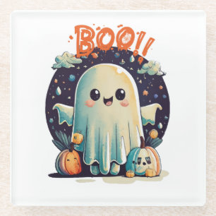 Posavasos De Vidrio Fantasma divertido de Halloween en la galaxia