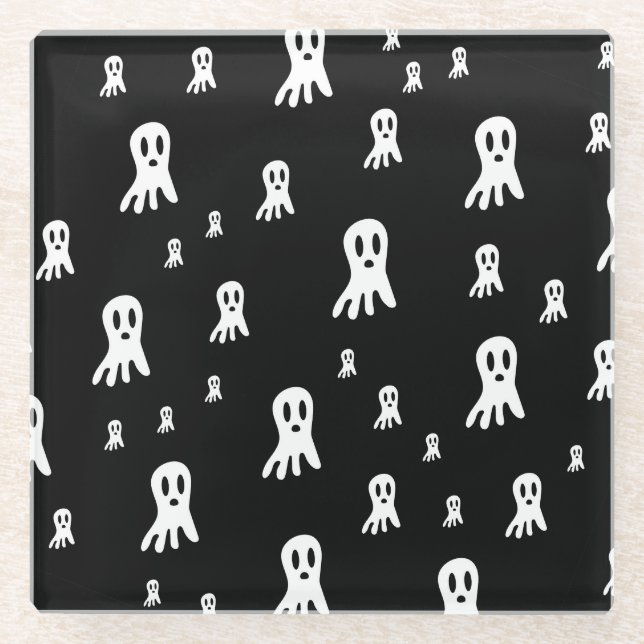 Posavasos De Vidrio Fantasma oscuro de Halloween  (Anverso)