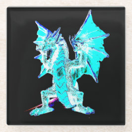 Posavasos De Vidrio Fantasy Aqua Blue Dragon