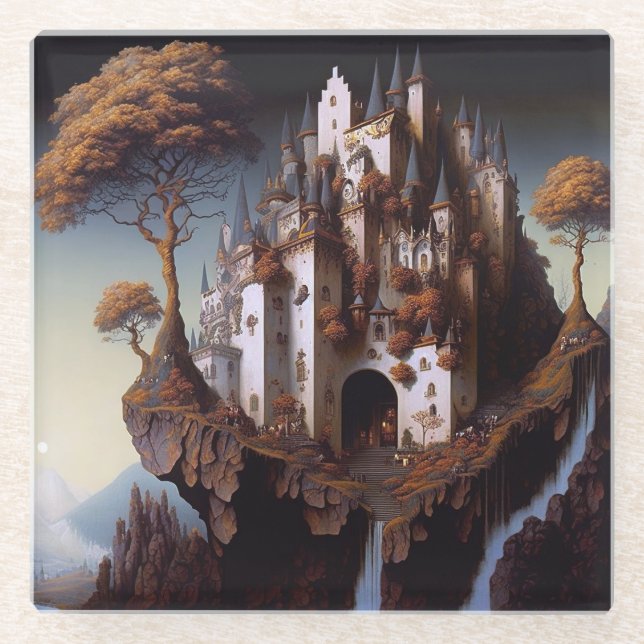 Posavasos De Vidrio Fantasy Castle Fantasy Art Glass (Anverso)